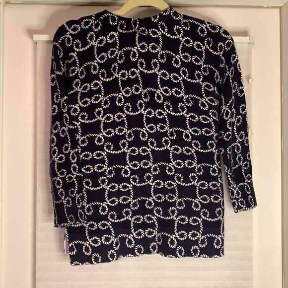 Crown & Ivy Nautical Black White Rope‎ Cardigan Button Down Sweater Medium - Picture 2 of 4